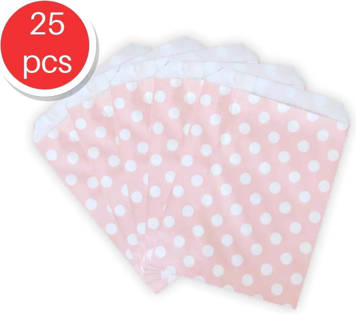 Kraftpapier zakjes Dots roze 25 Stuks - Uitdeelzakjes roze  - Traktatie zakjes voor Uitdeelcadeautjes -Uitdeelzakjes Kinderfeestje